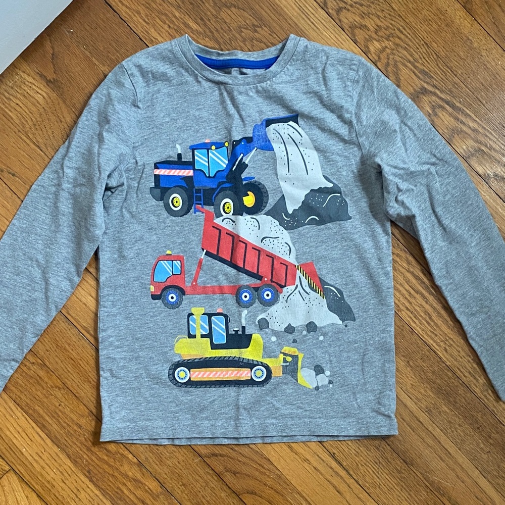 Mini Boden boys gray construction shirt size 6/7